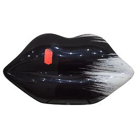 Lulu Guinness clutch bocca Nero Bianco