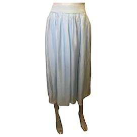 Aridza Bross-Silk blend midi skirt-Light blue