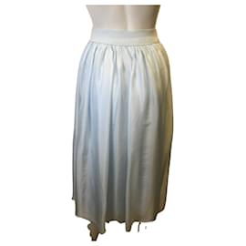 Aridza Bross-Silk blend midi skirt-Light blue