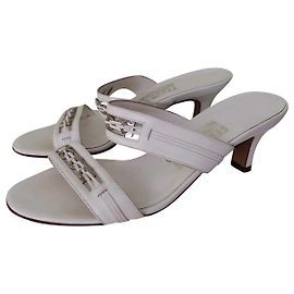Salvatore Ferragamo White Leather Sandals 36 White