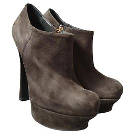 Escarpins en daim vert Yves Saint Laurent Vert foncé