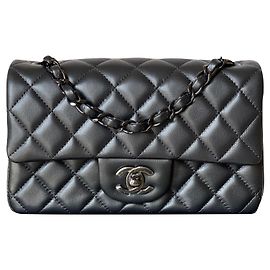 Chanel Classic Quilted So Black Lambskin Rectangular Mini Flap Black
