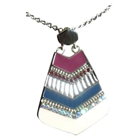 Colar Christian Lacroix com Strass e Esmalte Multicor