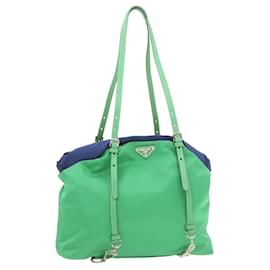 Prada-PRADA Nylon Tote Bag Green Blue Auth yt043-Green