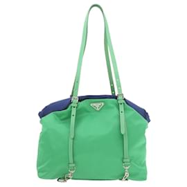 Prada-PRADA Nylon Tote Bag Green Blue Auth yt043-Green