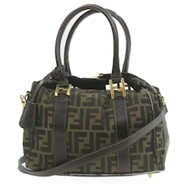 Fendi-Fendi Zucca Canvas 2Way Hand Bandolera Marrón Negro Auth rd2016-Castaño,Negro