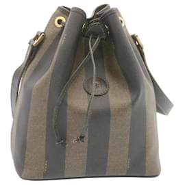 Fendi-FENDI Pequin Sac à bandoulière Marron Noir PVC Cuir Auth gt1125-Marron,Noir