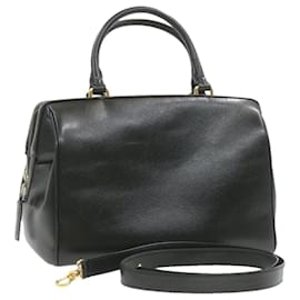 Céline-CELINE Hand Bag Shoulder Bag 2way Leather Black Auth gt434-Black
