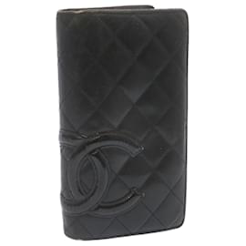 Chanel-CHANEL Matelasse Cambon Line Long Wallet Black Pink LV Auth se141-Black
