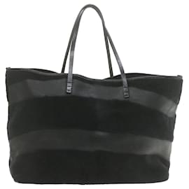 Fendi-FENDI Unborn Calf Skin Leather Tote Bag Black Auth ar4008-Black