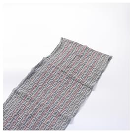 Fendi-FENDI Scarf Navy Wool Cotton Gray 2Set Auth ar4012-Grey