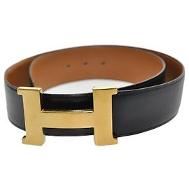 Hermès HERMES Ceinture Constance en Cuir 31.1 ""H boucle Noir Auth ar1771 Noir