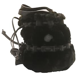 Fendi-FENDI Zucca Acryl Fur Shoulder Bag Black Auth ar4063-Black