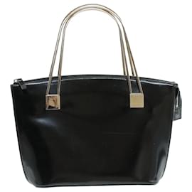 Céline-CELINE Patent Leather Hand Bag Black Auth ar2733-Black