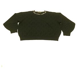Pull FENDI Zucca Laine Noir Auth ar3564 Noir