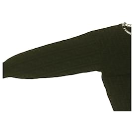 Fendi-FENDI Zucca Sweater Black Wool Auth ar3564-Black