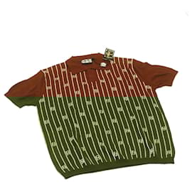 Fendi-FENDI Polo Shirt Dark Red Wool Auth ar3566-Dark red