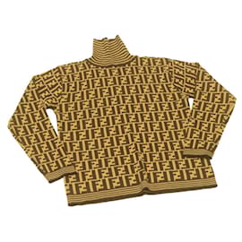 FENDI Zucca Rollkragenpullover Braun Wolle Auth ar3567 Braun