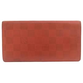 Louis Vuitton-LOUIS VUITTON Damier Infini Portefeuille Brazza Fusion Wallet N63011 Auth yk1355-Red