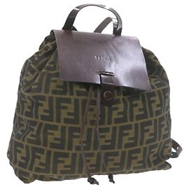 FENDI Zucca Canvas Rucksack Braun Schwarz Nylon Auth gt952 Braun Schwarz