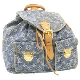 Louis Vuitton-LOUIS VUITTON Monogram Denim Sac a Dos GM Backpack Blue M95056 LV Auth 23405-Blue