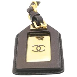 Chanel-CHANEL Key Ring Charm Black Gold Tone CC Auth ar4202-Black