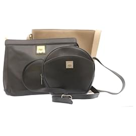 Céline-CELINE Clutch Shoulder Bag 3Set Leather Beige Black Auth fm469-Black,Beige