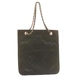 Chanel-CHANEL Bolso de hombro de cadena Matelasse de piel de cordero Negro CC Auth gt1010-Negro