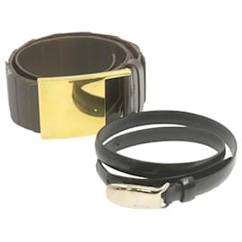 Gucci-Cinturón de cuero de Gucci 2Establecer autenticación marrón negro3661-Castaño,Negro