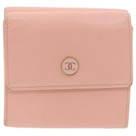 Chanel-Carteira CHANEL Coco Button Couro rosa CC Auth gt629-Rosa