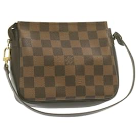 Louis Vuitton-LOUIS VUITTON Damier Ebene Trousse Make Up Hand Pouch N51982 Auth LV 21868-Damier ebène