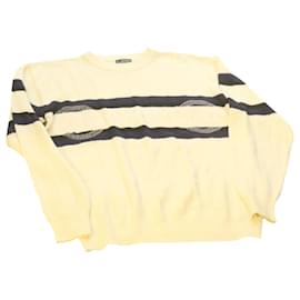 GIANNI VERSACE Pullover Weiß Navy Wolle Auth ar3898 Weiß