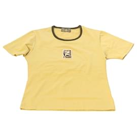 Fendi-FENDI Jeans Kid's T-Shirt Beige Cotton Auth ar3942-Beige