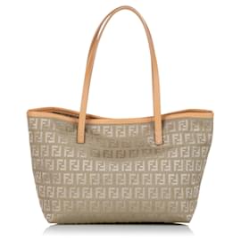 Fendi-Fendi Brown Zucchino Canvas Tote Bag-Brown