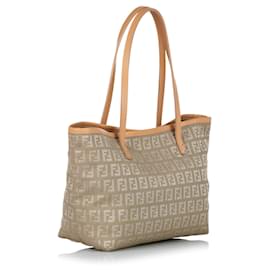 Fendi-Fendi Brown Zucchino Canvas Tote Bag-Brown