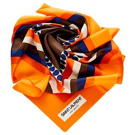 Yves Saint Laurent Bufanda de seda estampada naranja YSL Multicolor Naranja