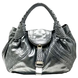 Fendi-Fendi Silver Spy Leather Shoulder Bag-Silvery