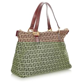 Fendi-Fendi Brown Zucchino Canvas Tote Bag-Brown