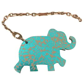 Hermès-Charm de sac en cuir d'éléphant-Bleu
