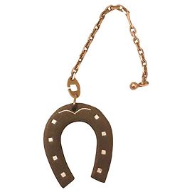 Hermès Horseshoe Leather Bag Charm Black Black