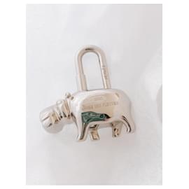 Hermès-Hermes Hippo Cadena Lock Bag Charm-Silver hardware