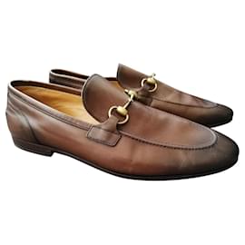 Gucci-jordaan leather loafer mens-Brown