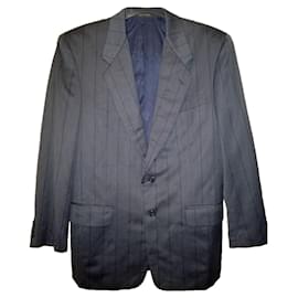 Lanvin-2 buttons fitted gray striped wool jacket-Grey