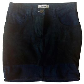 Acne Gonna in denim/pelle elasticizzata Nero