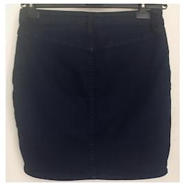 Acne-Stretchy denim/leather skirt-Black