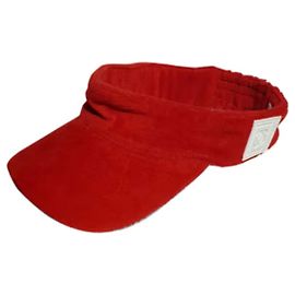 Visiera Chanel con logo CC cotone rosso Bianco Rosso