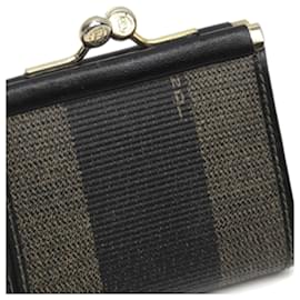Fendi-Fendi Black Pequin Coin Pouch-Brown,Black,Dark brown