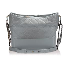 Chanel-Chanel Silver Medium Gabrielle Leather Shoulder Bag-Silvery