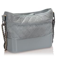 Chanel-Chanel Silver Medium Gabrielle Leather Shoulder Bag-Silvery