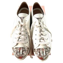 BASKETS Miu Miu BLANCHES AVEC DIAMONDS Blanc